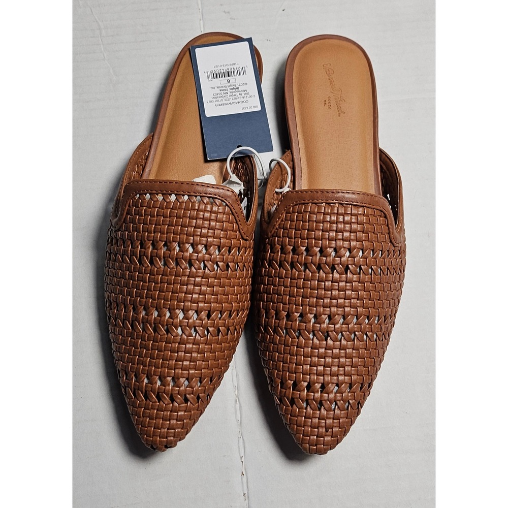 Universal Thread‎ Womens Whisper Woven Mules Cognac Tan Pointed Toe Flats Size 8